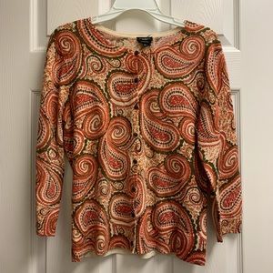Talbots Paisley Long Sleeved Button Down Top